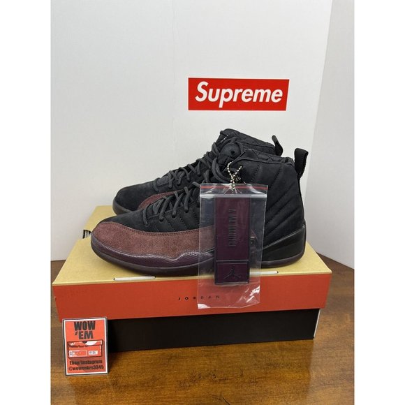 10W/8.5M Jordan 12 SP x A Ma Maniere “Black" DV6989-001 Black Maroon Basketball - Picture 6 of 10